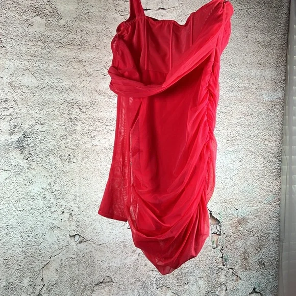 Oh Polly size 6 Elegant corral color One-Shoulder Dress NWT    MN149 - Picture 6 of 6